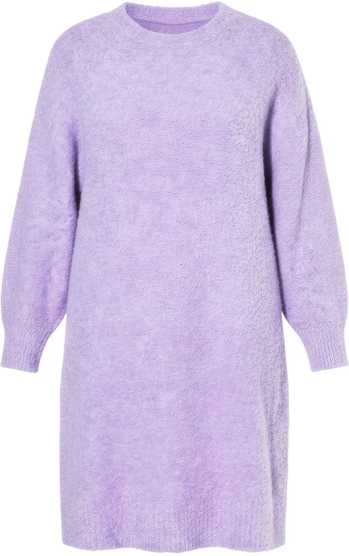 Studio Untold - Dames - Gebreide jurk oversized pluizig breisel lange mouw - Purper - Maat 50+