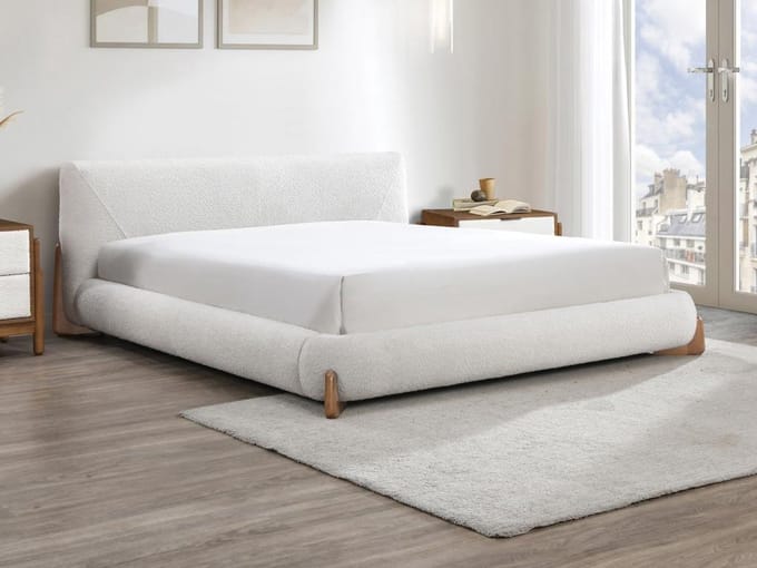 Vente-unique Bedframe stof wit 160 x 200 cm