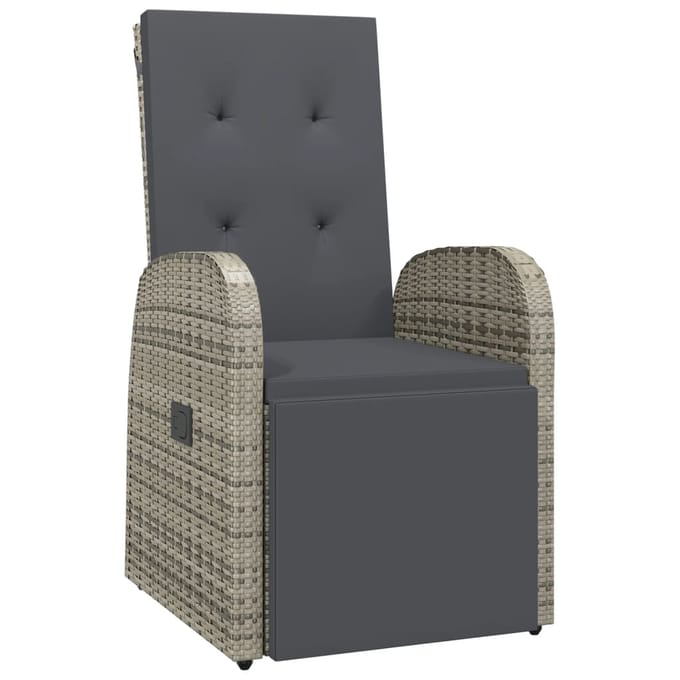 vidaXL - 7-delige - Tuinset - met - kussens - poly - rattan - grijs