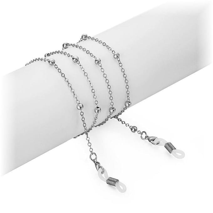 Fako Bijoux® - Brillenkoord - Ketting - Bolletjes - 75cm - Zilverkleurig