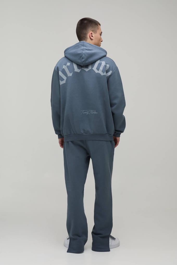 Oversized Worldwide Zip-Through Hooded Trainingspak | Charcoal | Size Medium