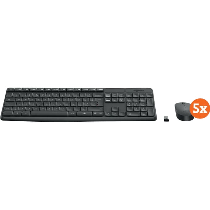 Logitech MK235 Draadloze Toetsenbord en Muis QWERTY 5-Pack