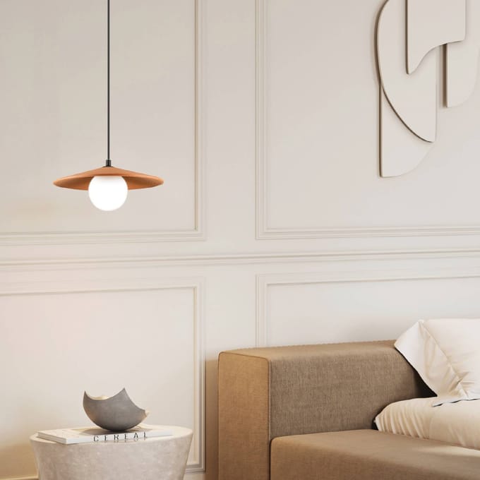Zambelis Hanglamp 2598, terracotta, Ø 29 cm, klei/glas, G9