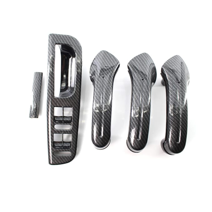 Auto Carbon Grain Master Raam Schakelaar Bedieningspaneel Trim Bezel + 3 Interieur Deur Handgreep Set gray