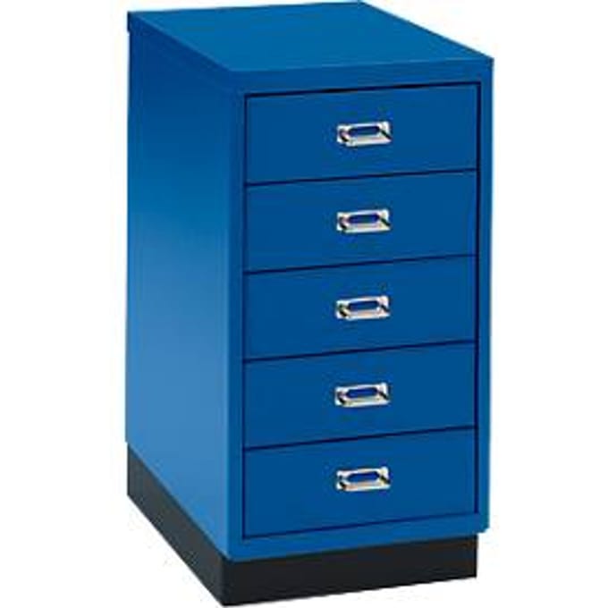 Ladekast A4, met 5 schuifladen, 675 mm hoog, gentiaanblauw