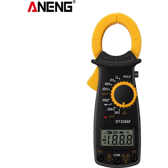 Digitale stroomtang Multimeter Draagbaar AC DC Spanning Stroom Voltmeter Diode Weerstand geel