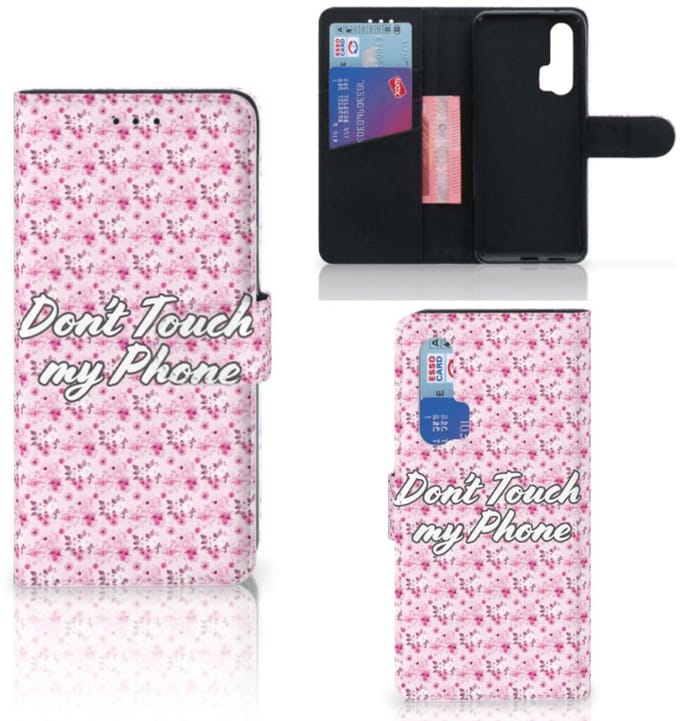 Boekhoesje voor Honor 20 Pro Portemonnee Hoesje Flowers Pink DTMP