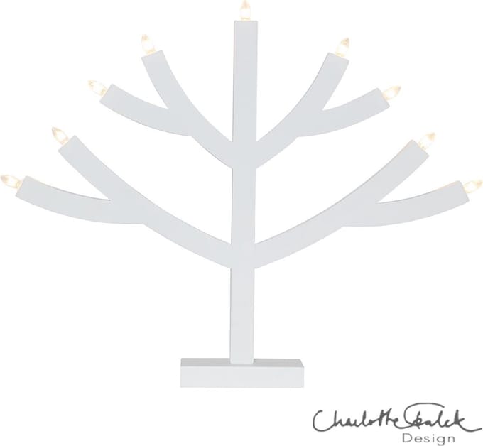 Star Trading kandelaar Grene, wit, hout, 9-vlam, 64cm