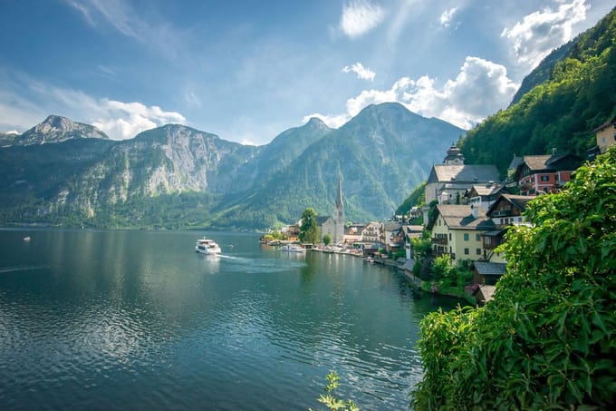 Fotobehang Hallstatt Oostenrijk 450 x 260 cm - € 295,--