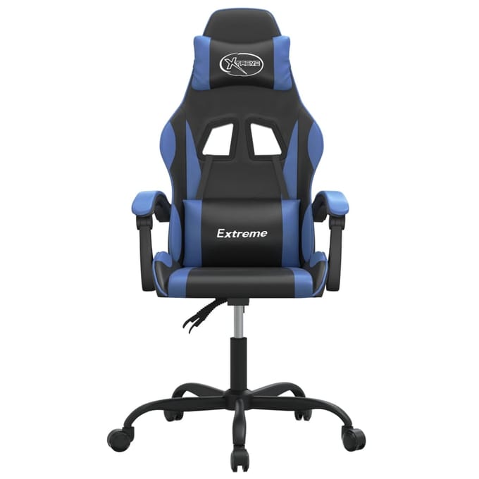vidaXL - Gamestoel - kunstleer - zwart - en - blauw