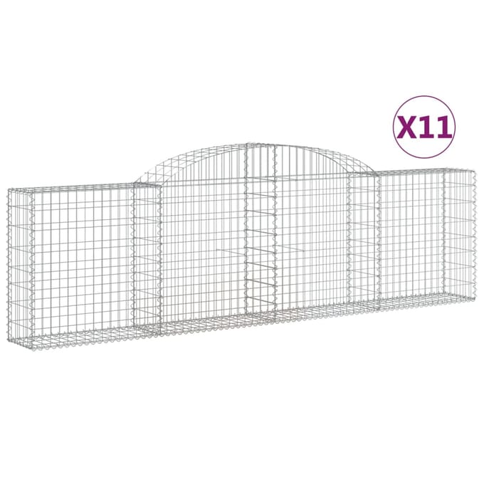 vidaXL - Schanskorven - 11 - st - gewelfd - 300x30x80/100 - cm - ijzer