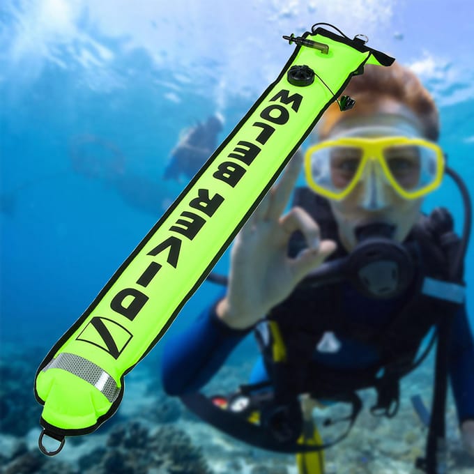 Bouée de signalisation de surface gonflable de plongée sous-marine haute visibilité 4 pieds(Jaune fluorescent) green