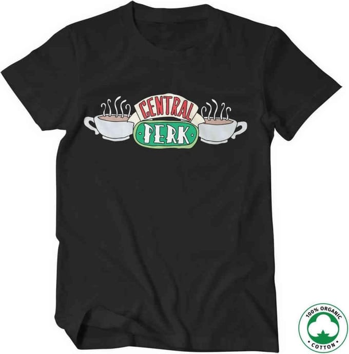 Friends Heren Tshirt -L- Central Perk Organic Zwart