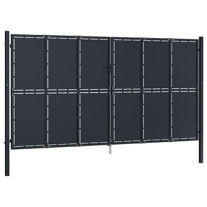 vidaXL Tuinpoort staal 400x175 cm antraciet