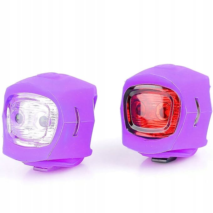Fietslamp set siliconen voor en achter, LED, paars