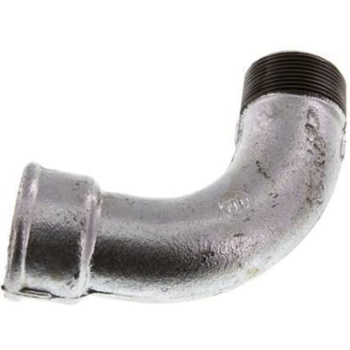 90° L-Koppeling 1 1/2'' Buitendraad R X Binnendraad Rp Lang Gietijzer 25bar