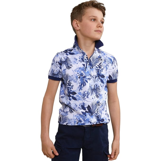 River Woods Custom Fit Cotton Floral Polo Off White Maat: 8 | Overhemden Outlet | kids | Wit