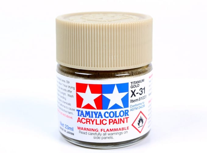 Tamiya Hobbyverf Acrylverf - X-31 Titanium Gold - Gloss - Acryl - 23ml Verf potje - 23 ml