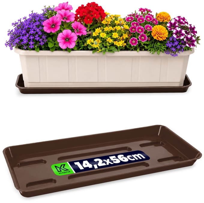 KADAX Bloempotstandaard Bloempotten 60cm Balkondoos Plastic Dienblad - Bruin