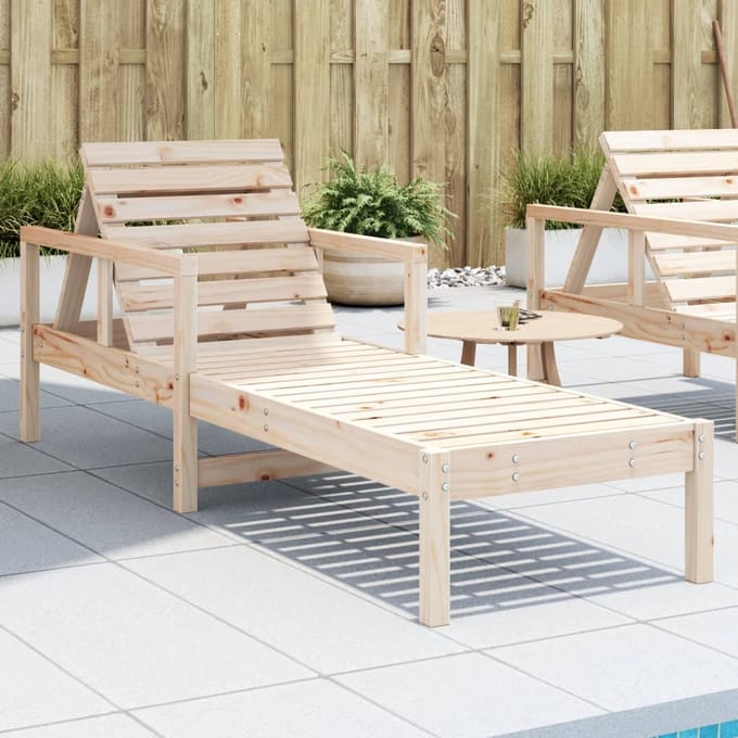 vidaXL - Ligstoel - 199,5x62x55 - cm - massief - grenenhout