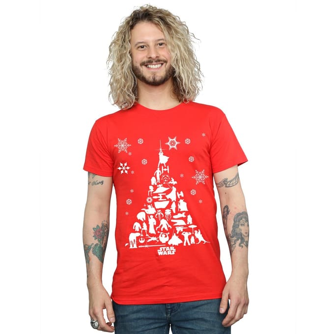 Star Wars Heren Kerstboom T-Shirt (Rood)