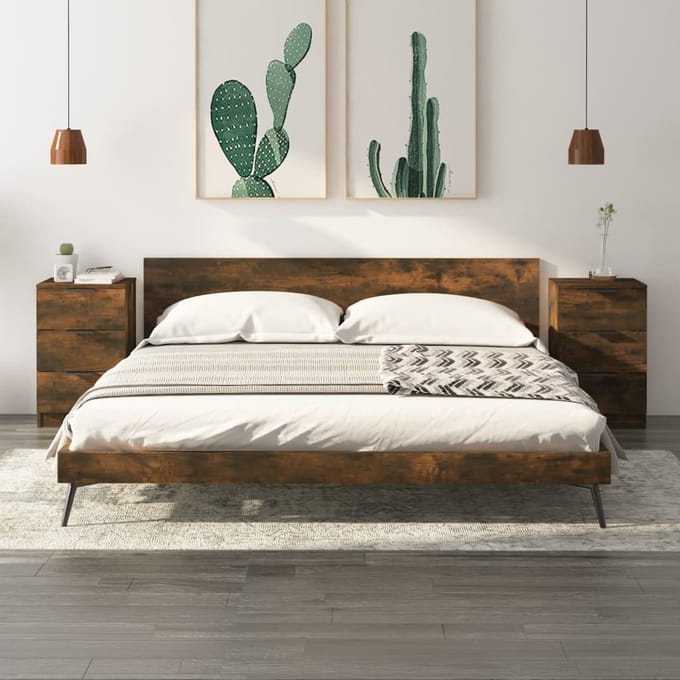 vidaXL - Nachtkastjes - 2 - st - 40x36x65 - cm - gerookt - eikenkleurig