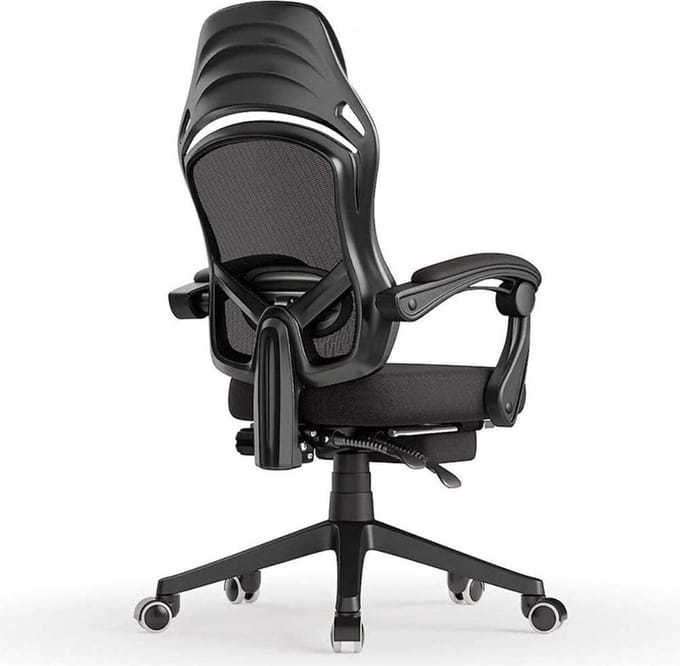 Ergonomic Swivel Home Office Chair with Waist Support and Reclining Function - Black - 59x53x118cm dimensions - Ideal for Computer and Gaming - Modern Decoration .