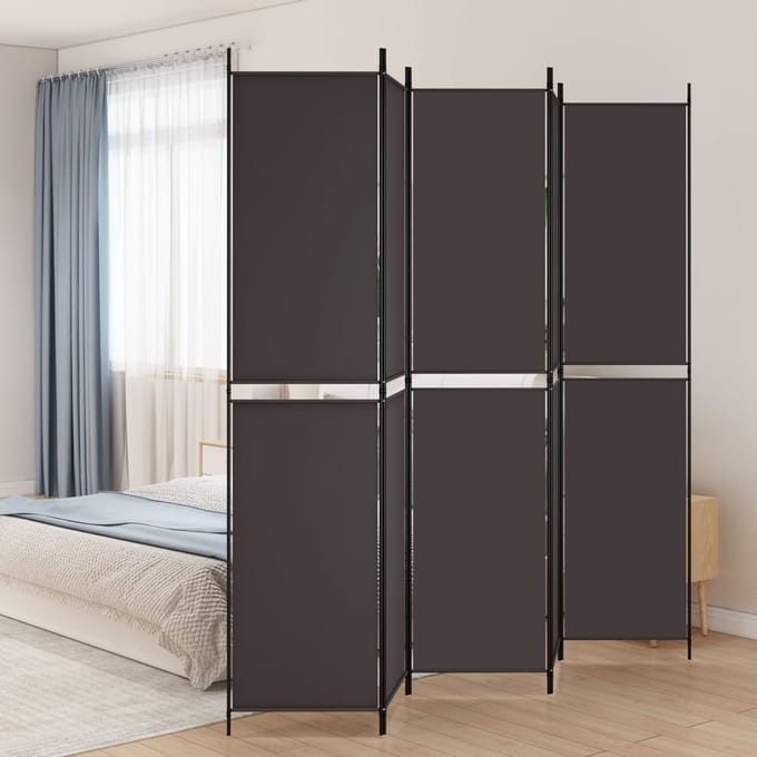 vidaXL - Kamerscherm - met - 5 - panelen - 250x220 - cm - stof - bruin