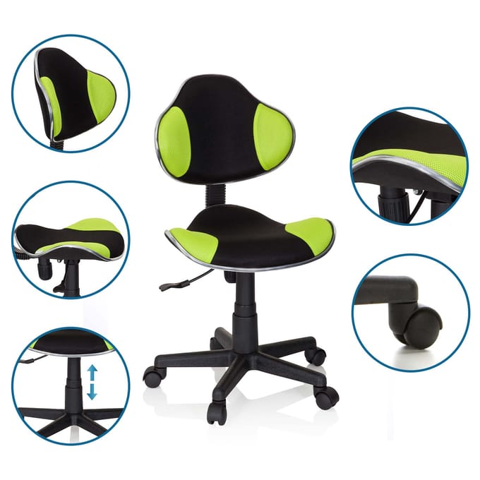 HJH OFFICE Kinder bureaustoel Kiddy GTI-2 (zwart/groen)
