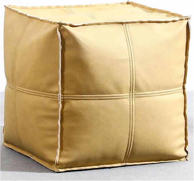 Gestoffeerde Voetenbank - Moderne Poef - Extra Zitplaats - EPP Schuim Vulling - 42x42x42 cm - Geel