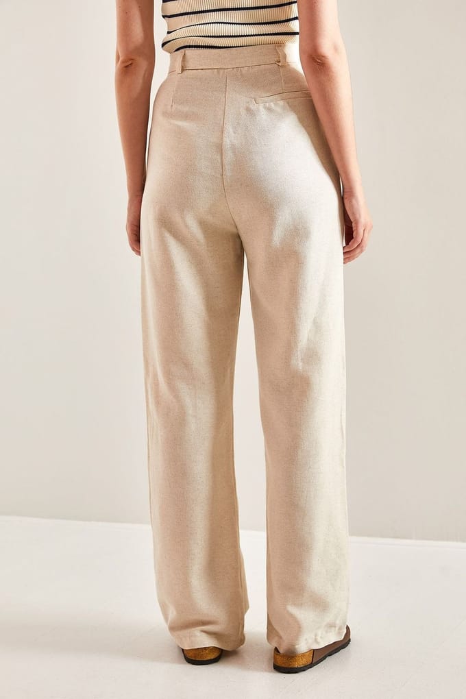 Hoge Taille Palazzo Broek met Plooien