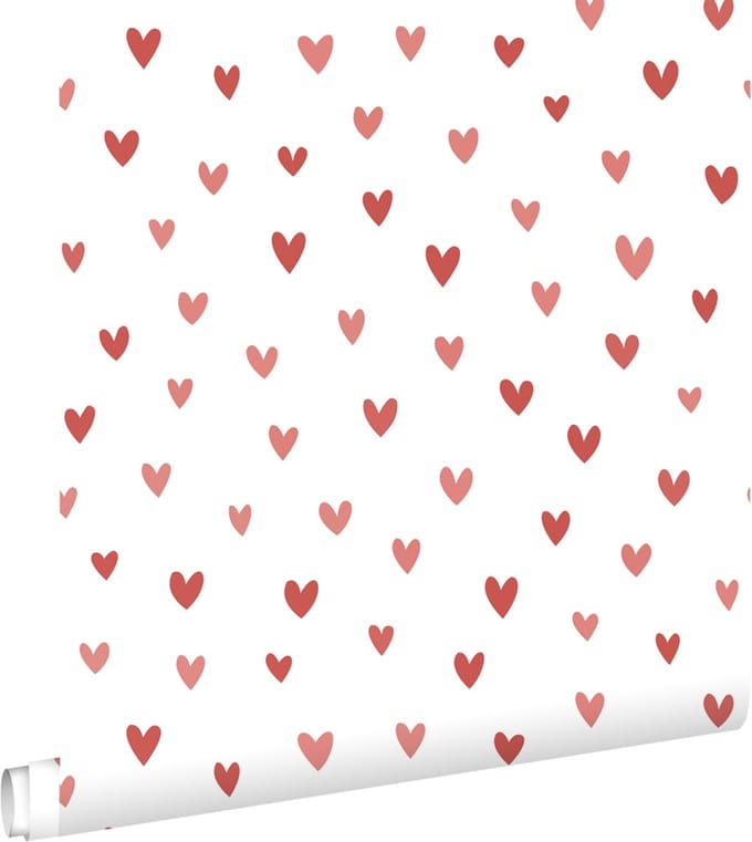 ESTAhome behang hartjes wit en roze - 50 x 900 cm - 131634