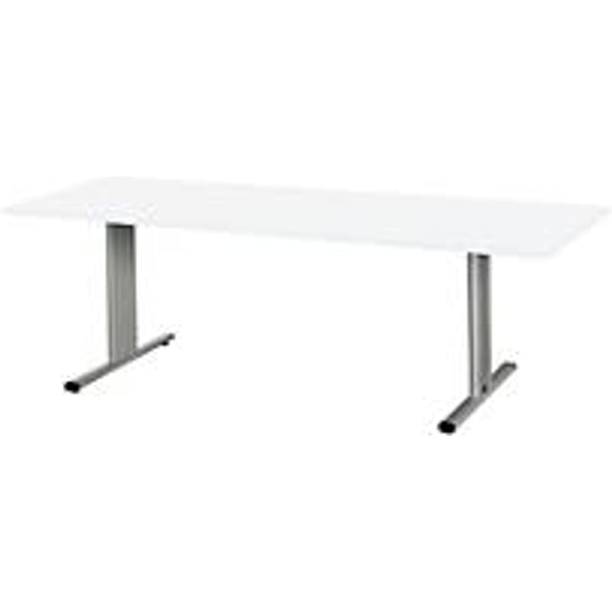 Schäfer Shop  Select Planova vergadertafel, rechthoekig, 2000 x 800 mm, wit, accentlijsten blank alu