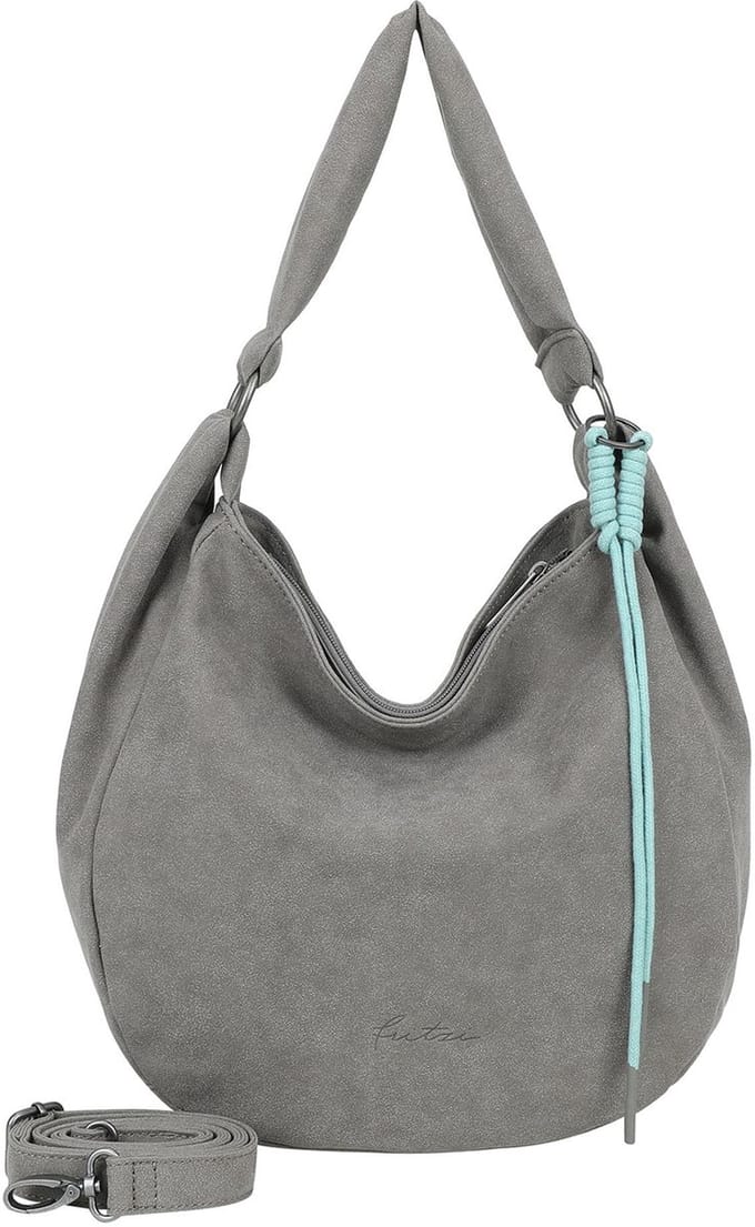 Fritzi aus Preußen schoudertas Sue01 Suede Jacky Hobo Bag Soft Dark Anthra grijs