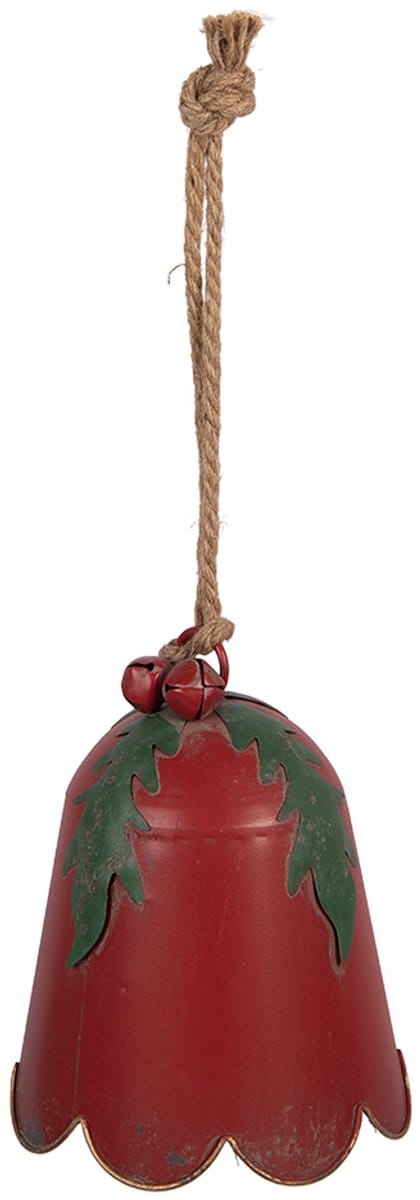 Clayre & Eef Kerstdecoratie Beeld Bel bel Ø 16x20 cm Rood Metaal