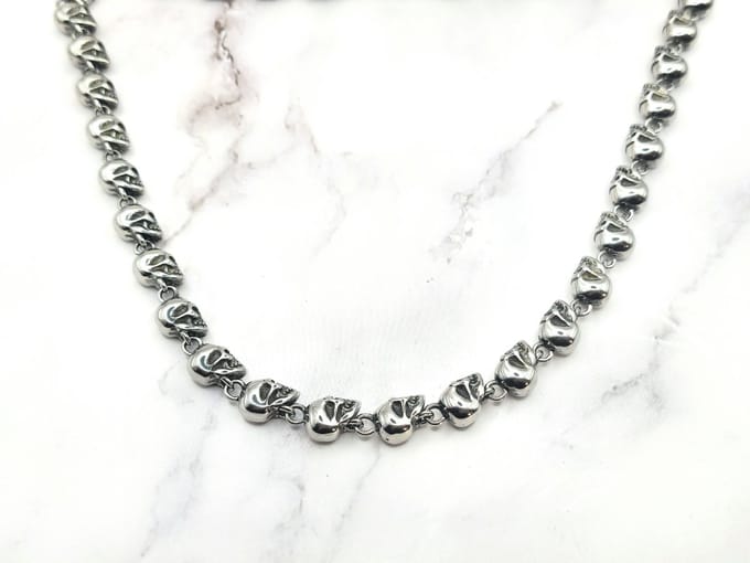 Mei's - Muse Skull Zone - ketting heren - RVS zilver - 70 cm