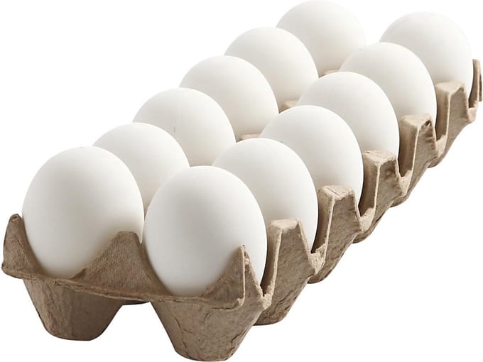 CC Plastic Eieren 6 cm Wit 12 stuks