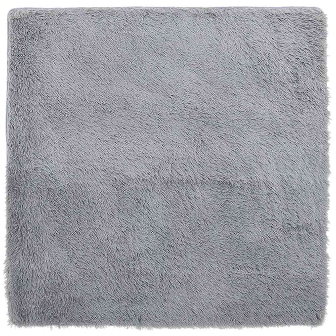 vidaXL - Hoogpolig - vloerkleed - NAVARRA - 200x200 - cm - polyester - lichtgrijs