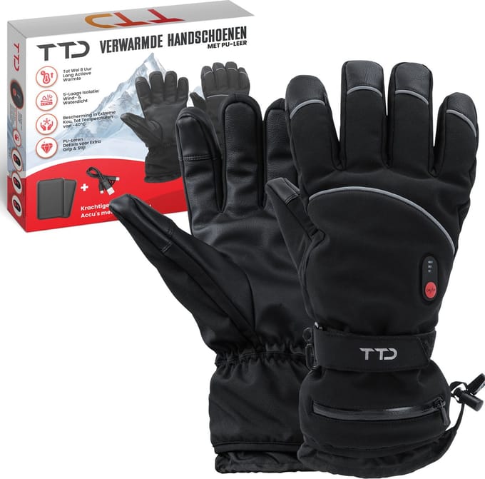 TTD® Verwarmde Handschoenen Deluxe M - PU Leer - Verwarmde Wanten