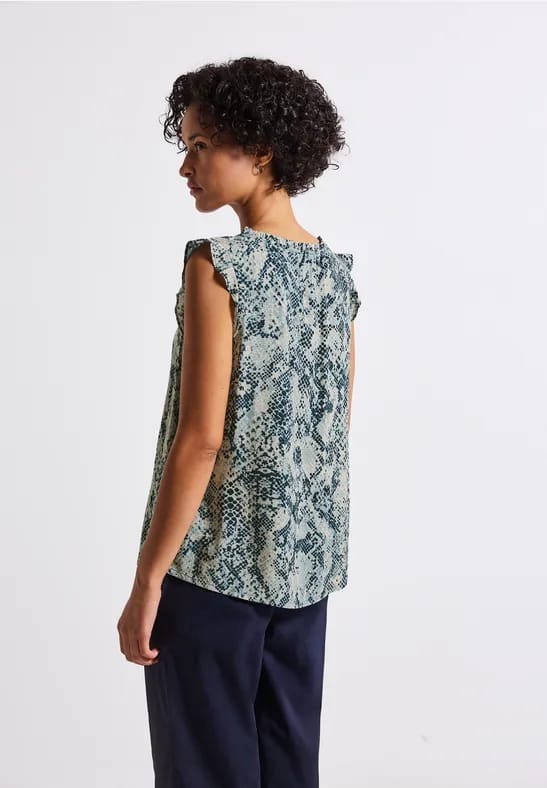 Blousetop met print en ruches