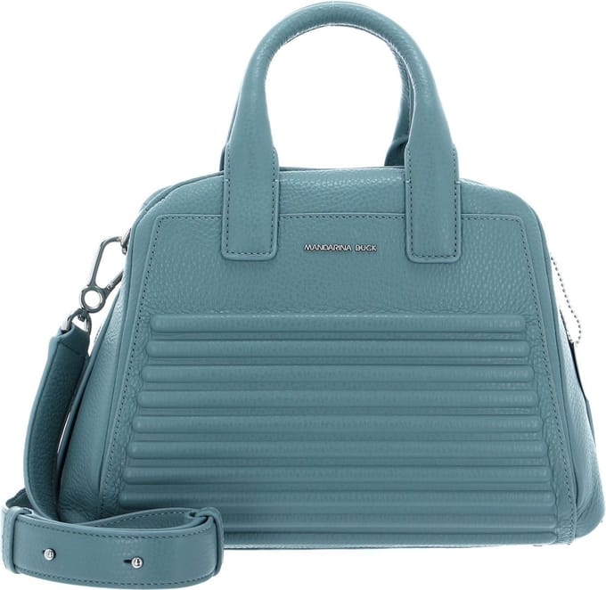 MANDARINA DUCK Leren Handtas Schoudertas I-Con Tote Mistral Mintgroen