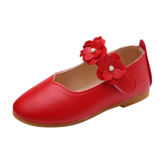Enfants enfant bébé filles solide fleur étudiant unique doux danse princesse chaussures 21 rouge