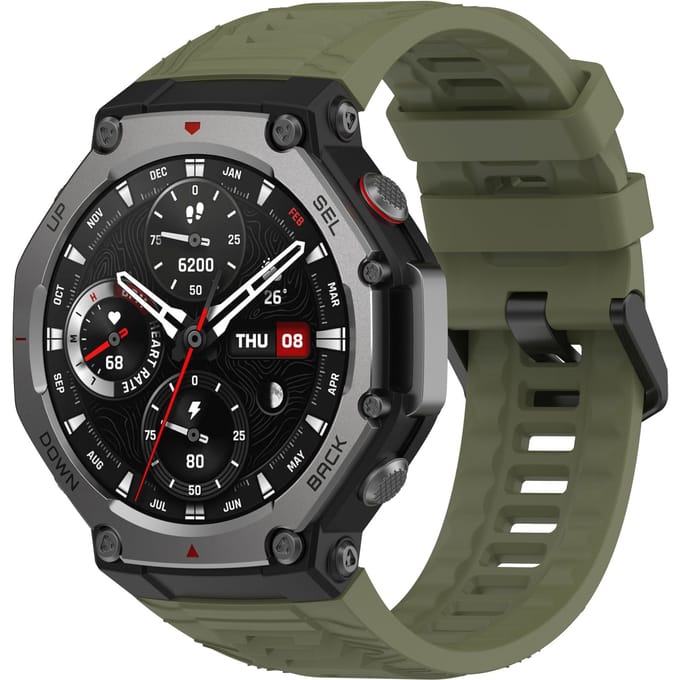 Strap-it Siliconen smartwatch bandje met gespsluiting - geschikt voor de Amazfit T-Rex 3 (olijfgroen)