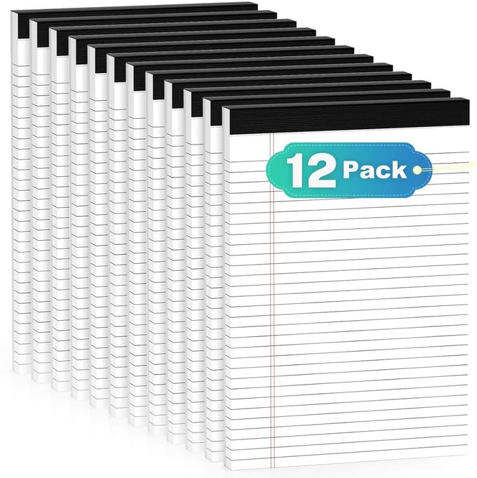 Set van 12 Grote Liniaal Notitieblokken A4 - 8.5 x 11 Inch Schetsblokken