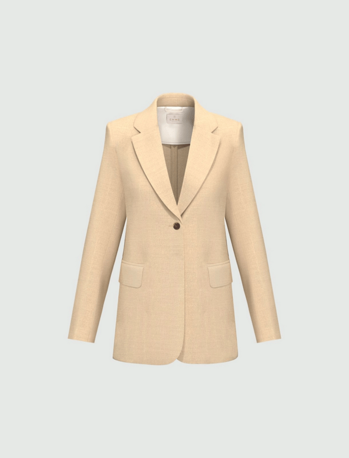 jas gemengd linnen vrouw beige
