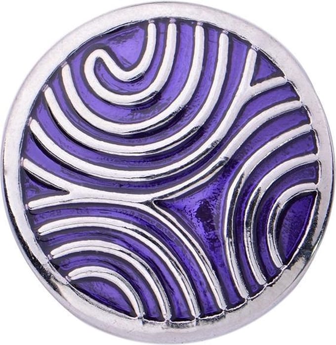 Quiges - Dames Click Button Drukknoop 18mm Golven Paars - EBCM250