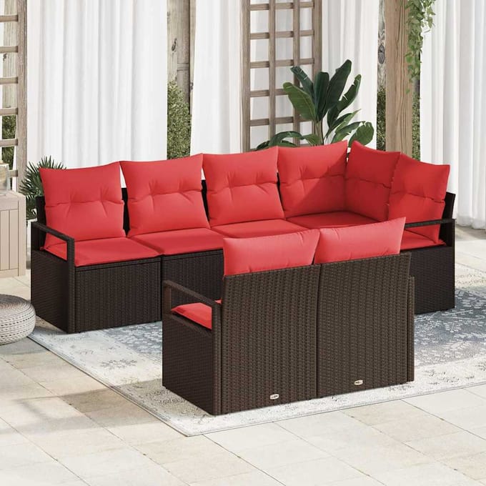 vidaXL Bankstel 7 st Bruin poly rattan