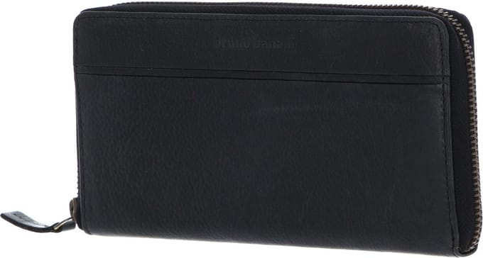 bruno banani Leren Portemonnee Frankfurt Zip Around Wallet Black Zwart