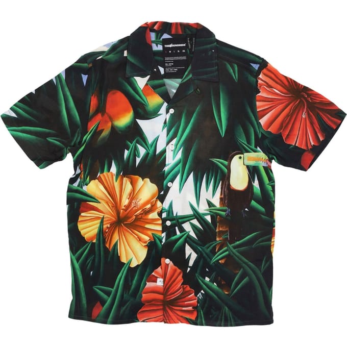 Blooming Woven Forest herenshirt met korte mouwen