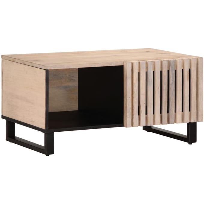 vidaXL - Salontafel - 80x51x40 - cm - massief - mangohout - wit